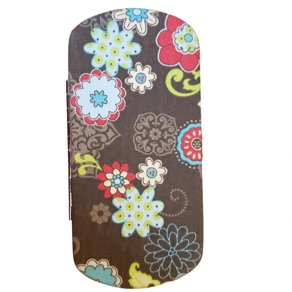 Thirty One Floral Glasses Case Clutch Wallet‎ Organizer Brown Blue Red